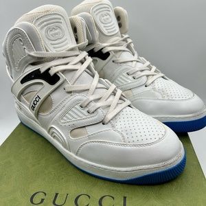 Gucci  Basket High White-Blue,  DS US Men’s size 10.5 New in Box, Authentic